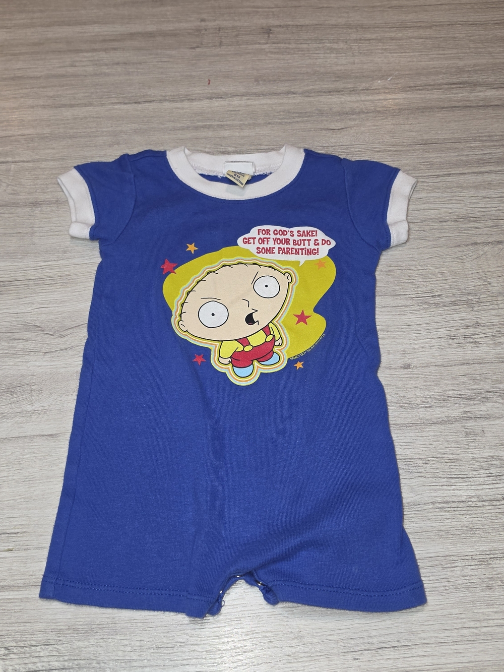 Vintage Y2K Family Guy Baby Romper Blue Infant Blue Size 18 Months A2